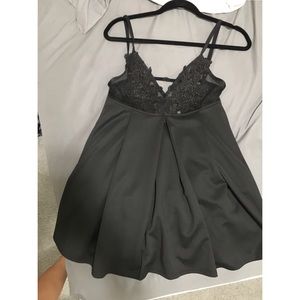 Black dress, mesh top embellished w/ flowers
